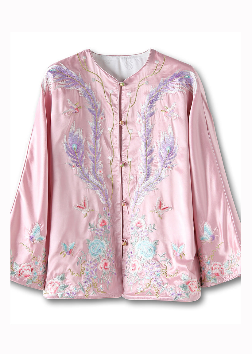 Chinese Style Green Print Patchwork Silk Coat Fall