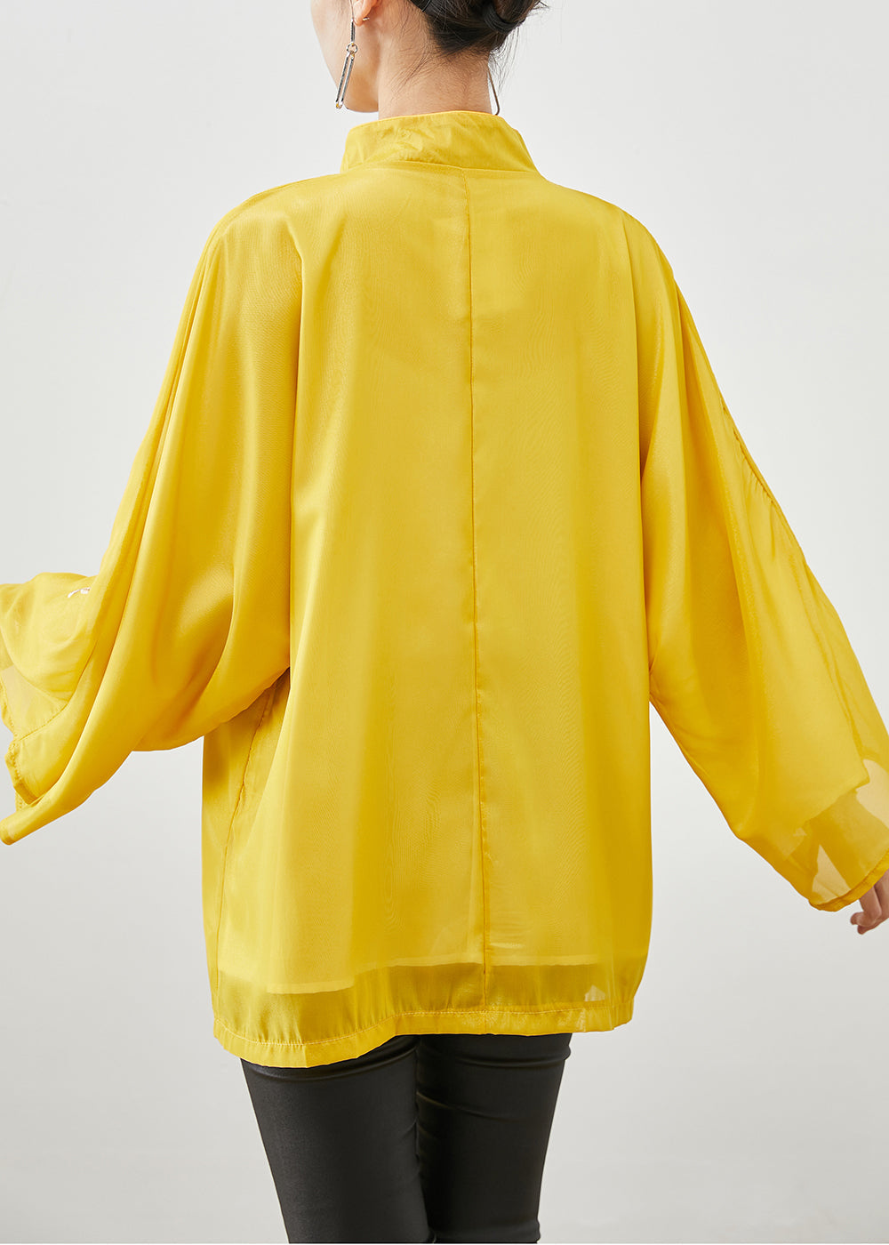 Chinese Style Yellow Embroideried Silk Jackets Fall