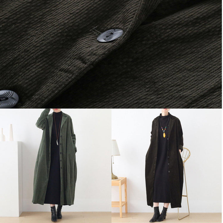 Classy army green  Fashion clothes Inspiration suit collar striped women coats - Omychic