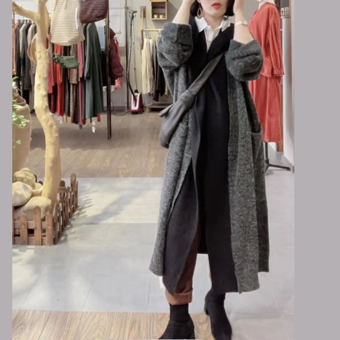 Club Coffee Loose Pockets Fall Sweaters Coat Long sleeve