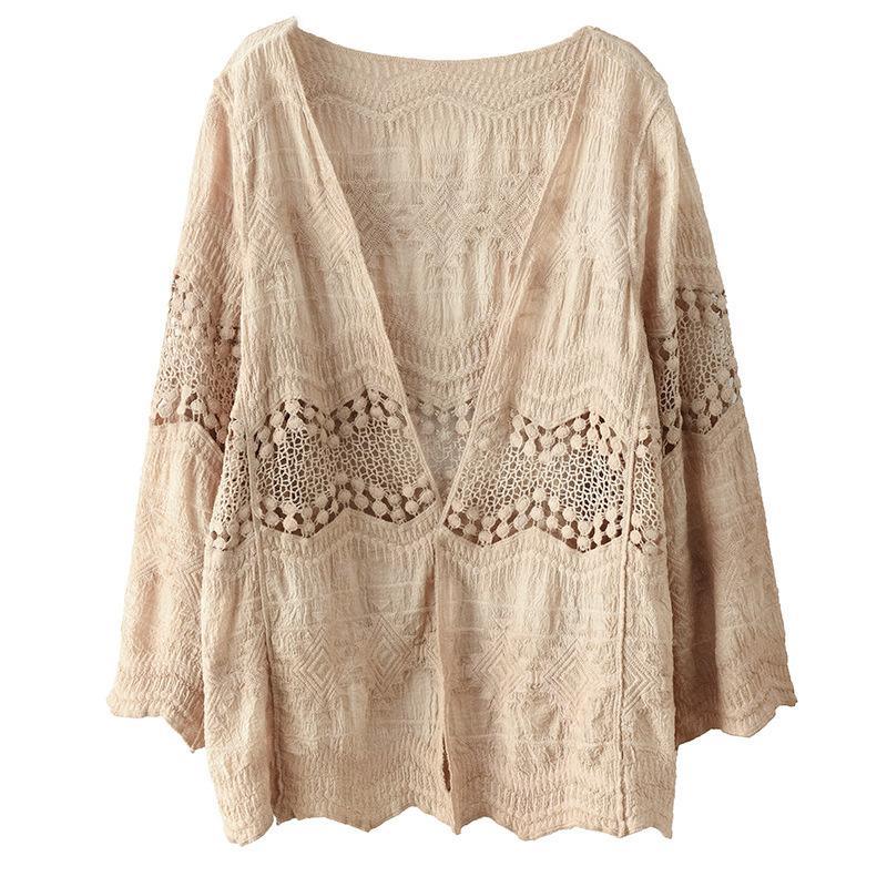 Cotton Casual Jacket Women Hollow Cardigan - Omychic