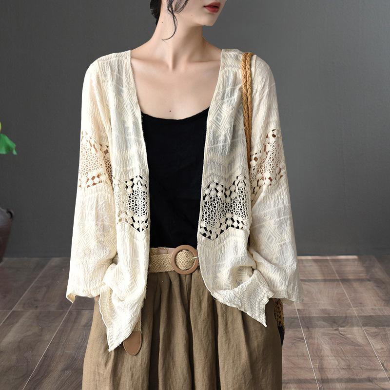 Cotton Casual Jacket Women Hollow Cardigan - Omychic