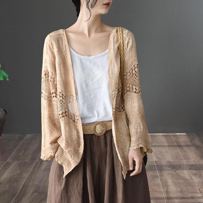 Cotton Casual Jacket Women Hollow Cardigan - Omychic