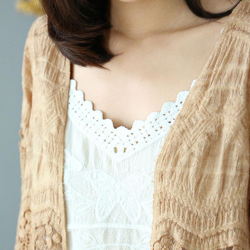 Cotton Casual Jacket Women Hollow Cardigan - Omychic