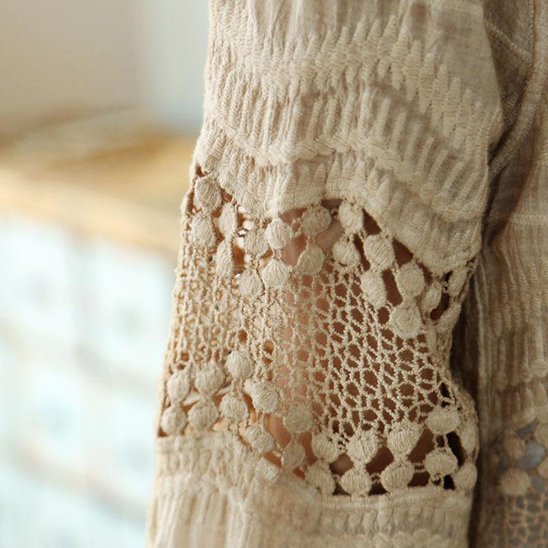 Cotton Casual Jacket Women Hollow Cardigan - Omychic