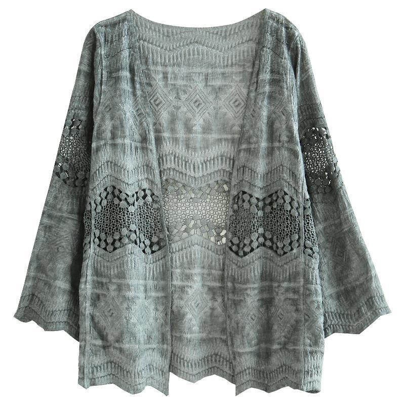 Cotton Casual Jacket Women Hollow Cardigan - Omychic