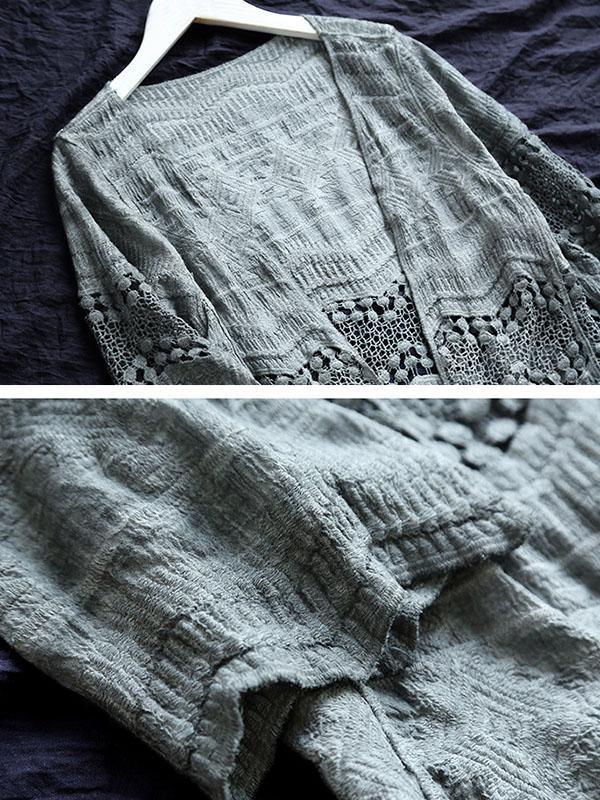 Cotton Casual Jacket Women Hollow Cardigan - Omychic