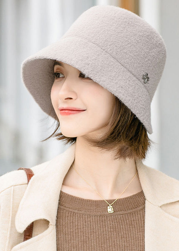 Fashion Black Versatile Woolen Bucket Hat