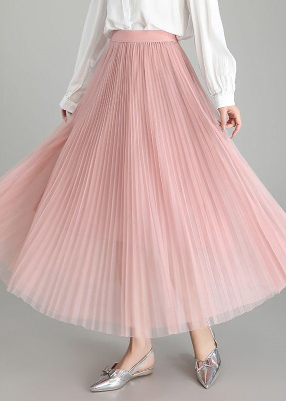 Fashion Pink Wrinkled Patchwork Exra Large Hem Tulle Skirts Spring