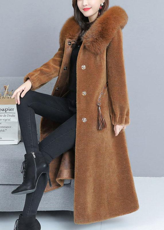 Fine Caramel Pockets Button Thick Winter Long sleeve Coats - Omychic