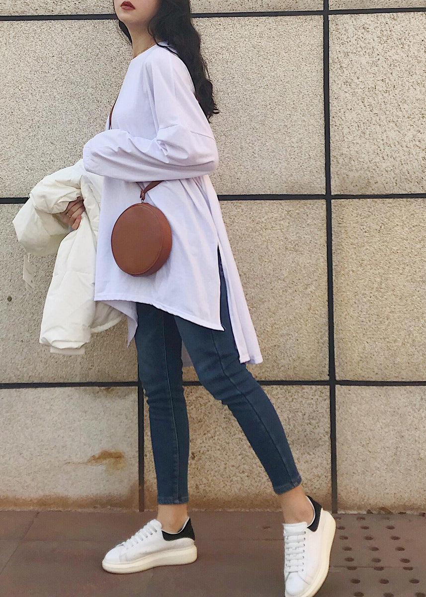 Asymmetrical Openwork White Cotton Top For Summer Loose Fit Womens Lightweight Essential main image 0