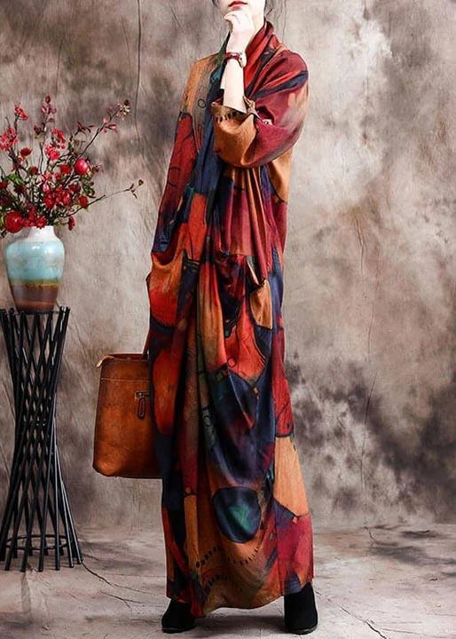 French Boutique Pocket Print Split Hem Long Dress - Omychic