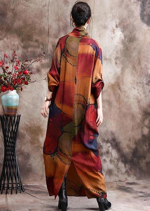 French Boutique Pocket Print Split Hem Long Dress - Omychic