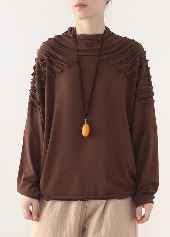 French Chocolate long Sleeve Fall Sweater Top - Omychic