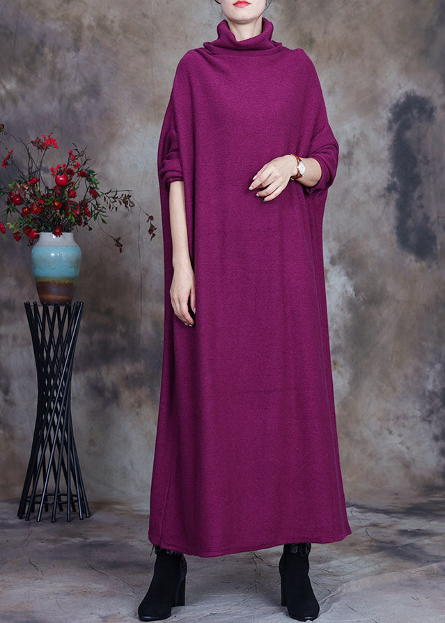 French Coffee Turtle Neck Knit Dresses Spring