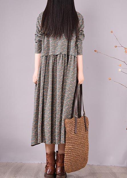 French Lapel Button Down Spring Fashion Ideas Blue Print Dress - Omychic