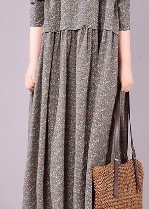 French Lapel Button Down Spring Fashion Ideas Blue Print Dress - Omychic