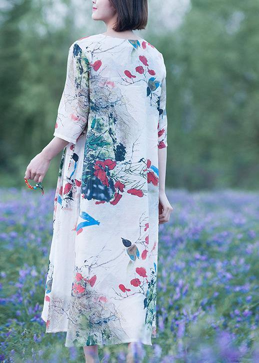 French O Neck Half Sleeve Summer Dresses Sleeve Print Dresses - Omychic