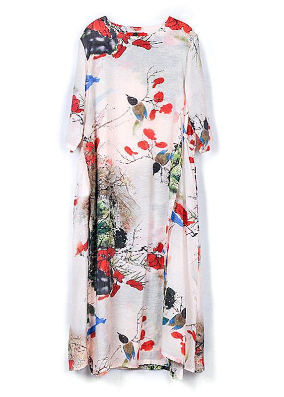 French O Neck Half Sleeve Summer Dresses Sleeve Print Dresses - Omychic