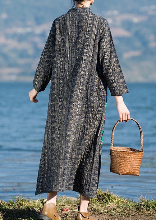 French O Neck Patchwork Spring Dresses Sewing Print Long Dress - Omychic