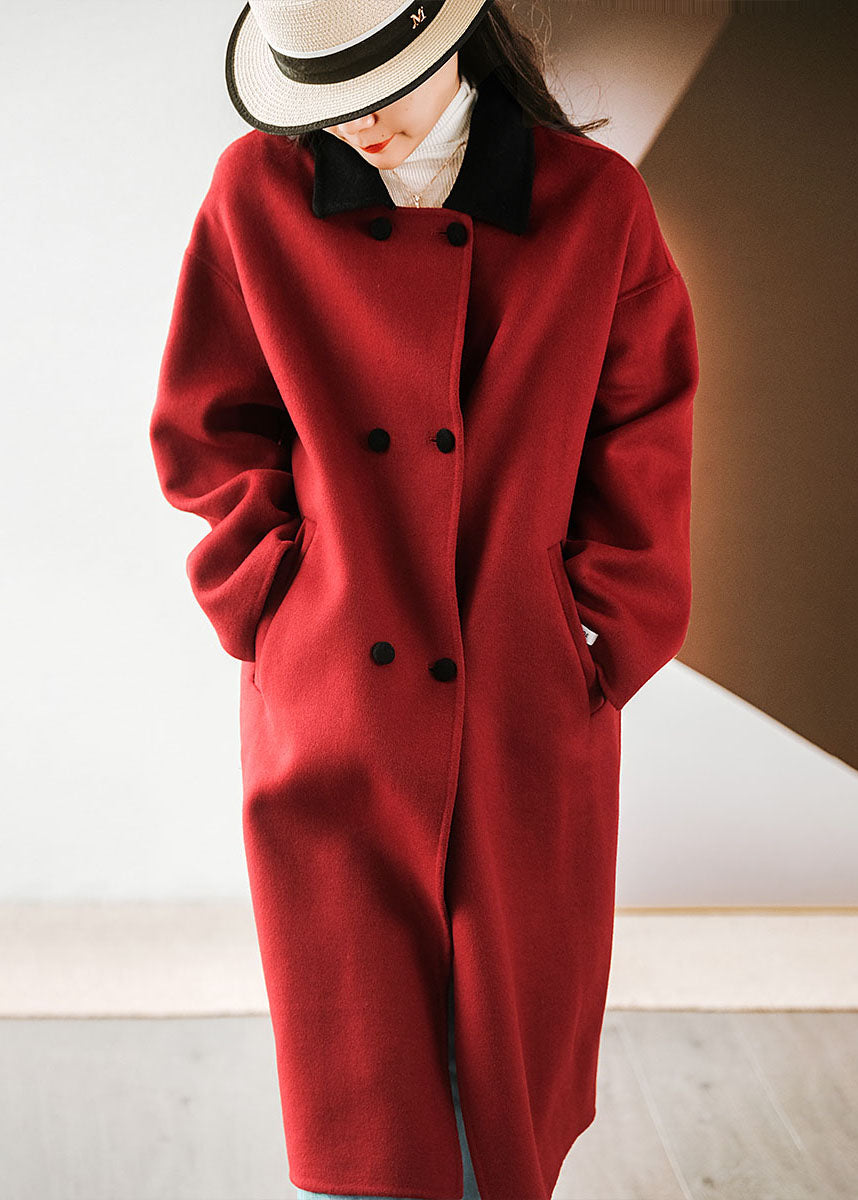 Red peter store pan collar coat