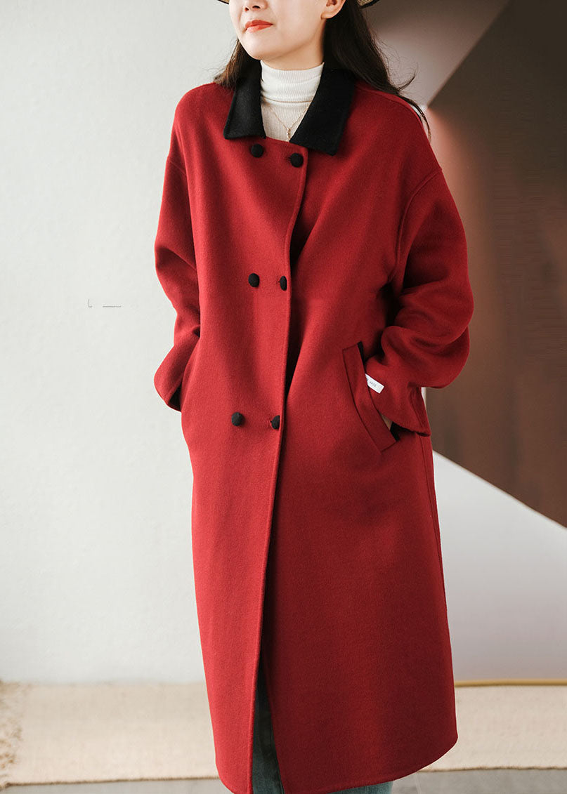 Red wool coat new arrivals peter pan collar