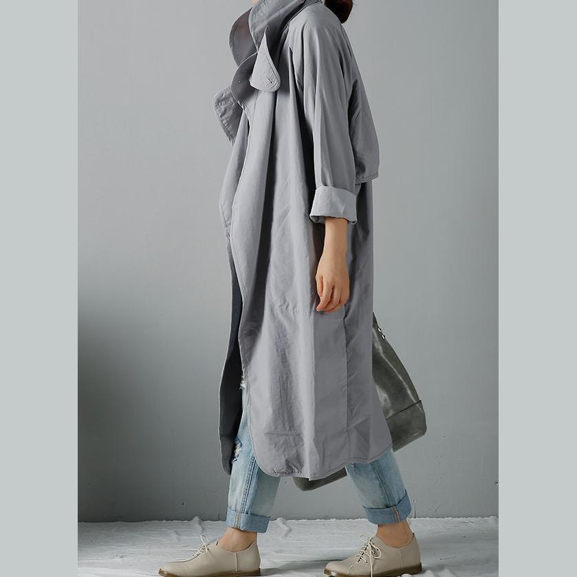Gray cotton trend coats plus size windbreak - Omychic