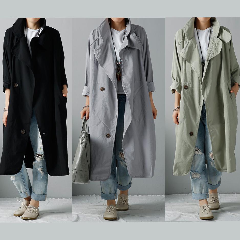 Gray cotton trend coats plus size windbreak - Omychic