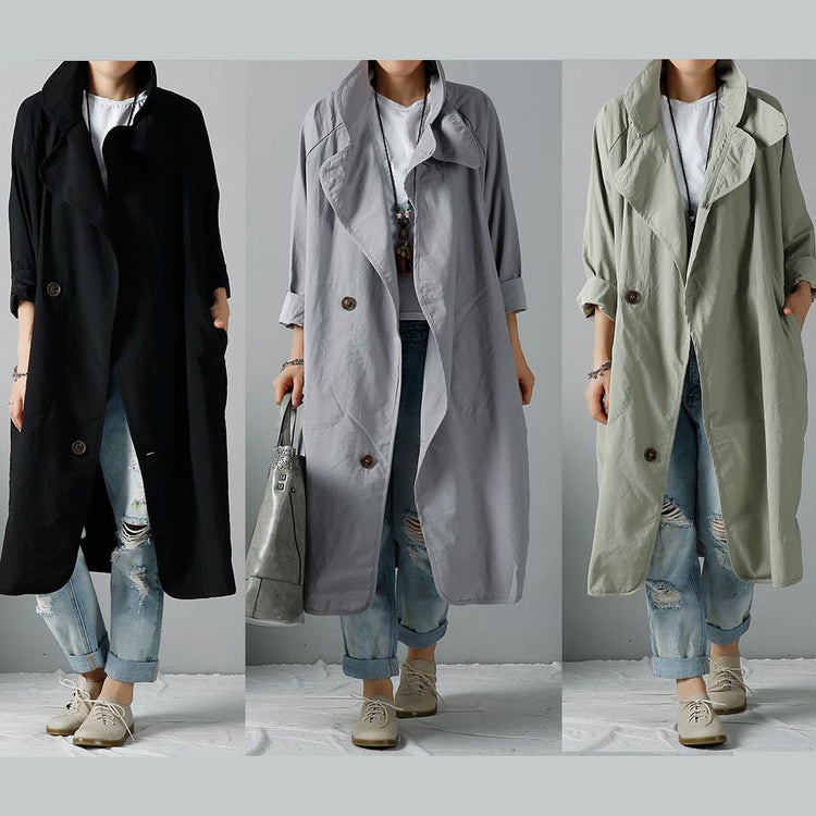 Gray cotton trend coats plus size windbreak - Omychic