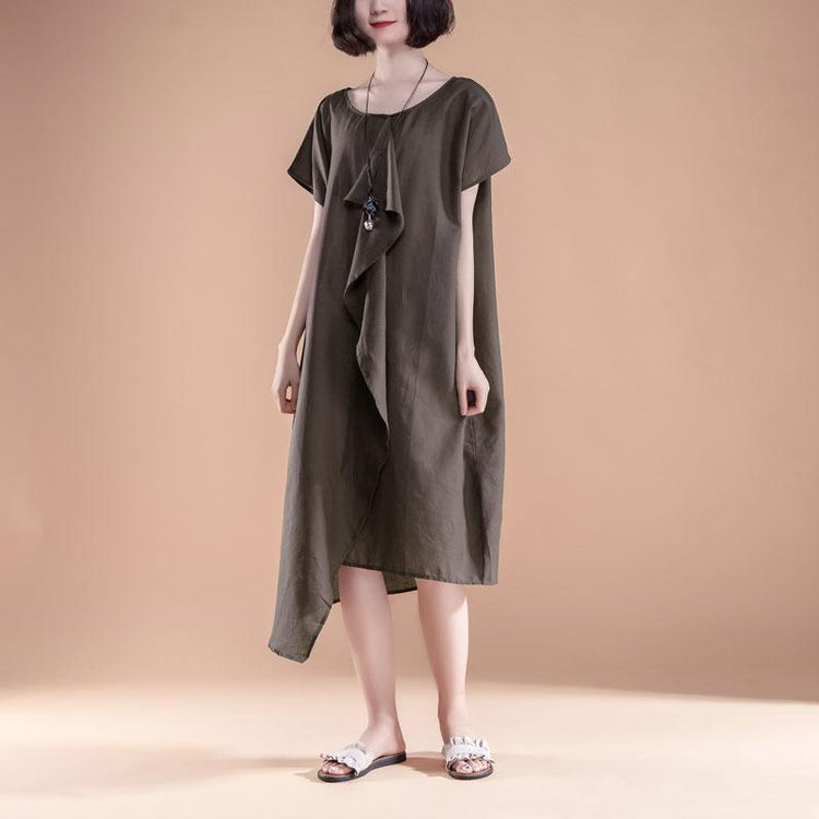 Short Sleeve High-low Hem Summer Casual Dress - Omychic