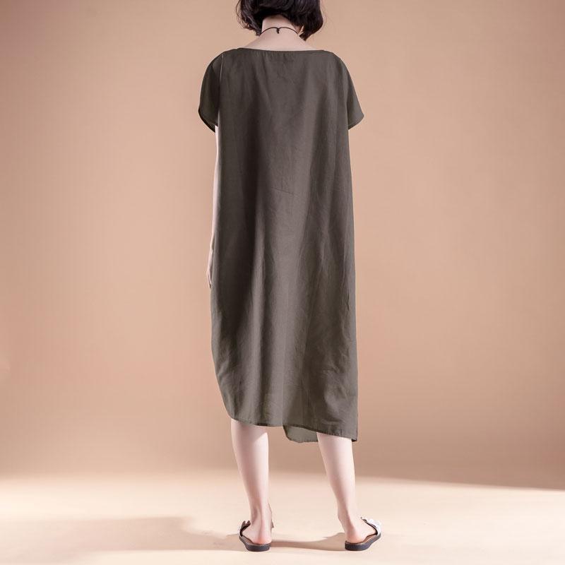 Short Sleeve High-low Hem Summer Casual Dress - Omychic