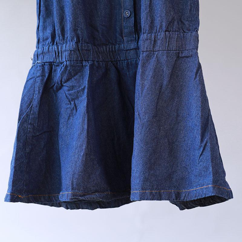Splicing Cotton Loose Women Casual Short Sleeve Dress - Omychic