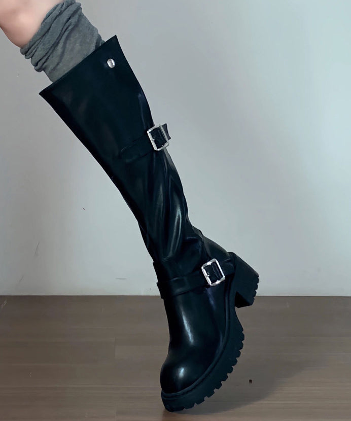 BUCKLED LONG BOOTS