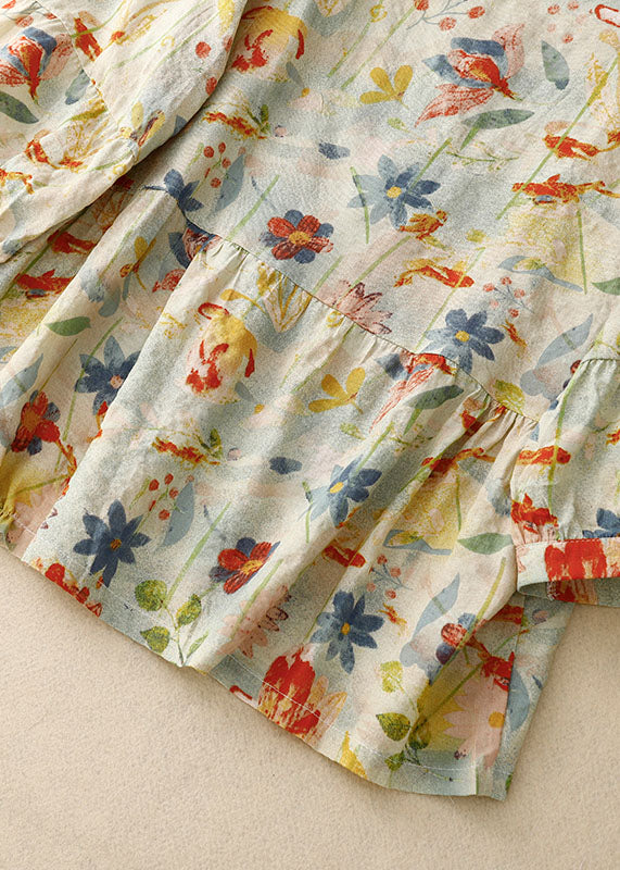 Caramel Italian Cotton Patchwork Shirt With Embroidered Lace Details For Autumn Wear main image 1