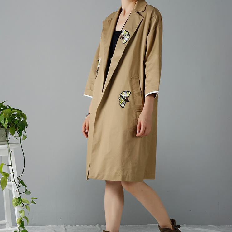 Khaki plus size woman coats oversize trench cardigans - Omychic