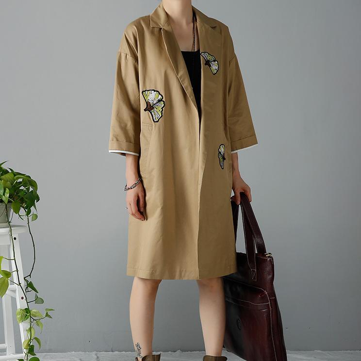 Khaki plus size woman coats oversize trench cardigans - Omychic