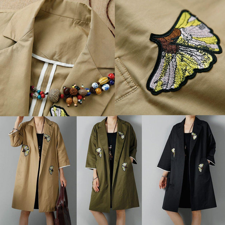 Khaki plus size woman coats oversize trench cardigans - Omychic