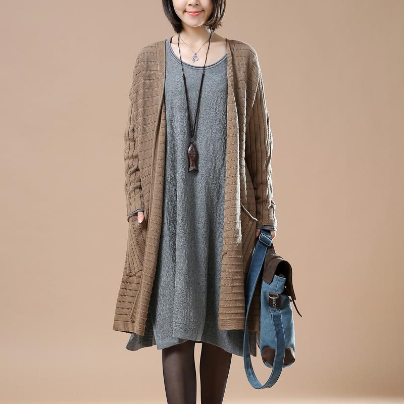 Khaki sweaters plus size coats winter cardigans - Omychic