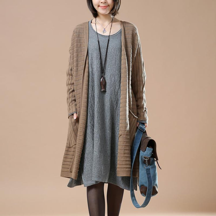 Khaki sweaters plus size coats winter cardigans - Omychic