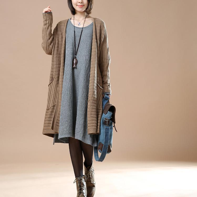 Khaki sweaters plus size coats winter cardigans - Omychic