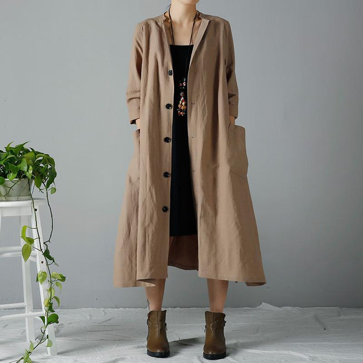 Khaki woman trench coats oversized cardigan - Omychic