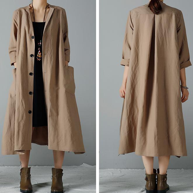 Khaki woman trench coats oversized cardigan - Omychic