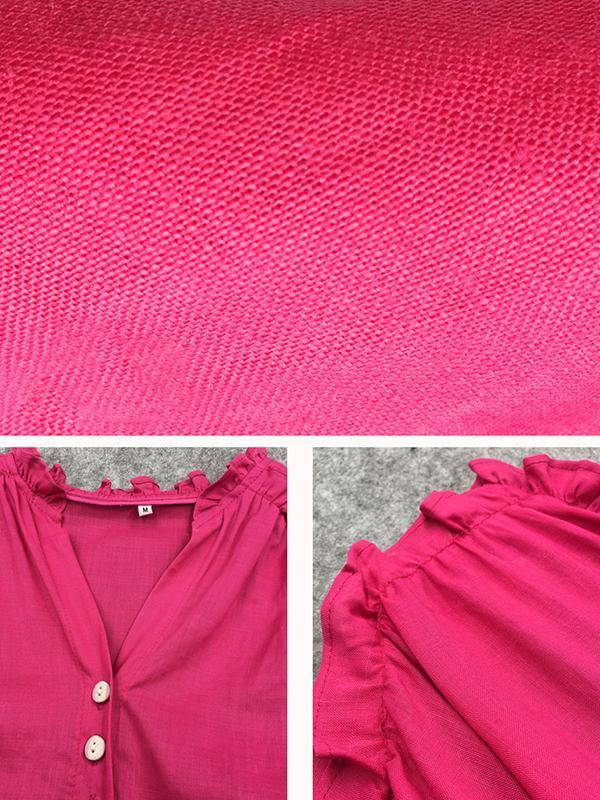 Linen Vintage Lace-Up Solid Women Dress - Omychic