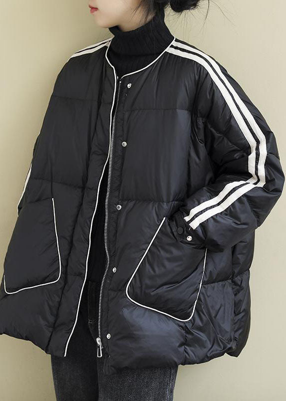 Loose Black Zippered Pockets Loose Winter Duck Down Coat