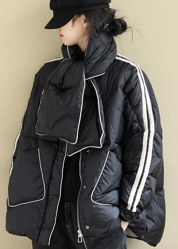 Loose Black Zippered Pockets Loose Winter Duck Down Coat