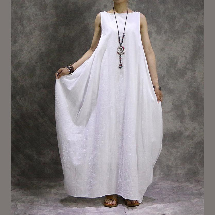 Modern O Neck Cotton Linen Outfit Boutique Photography White Traveling Dress Summer - Omychic