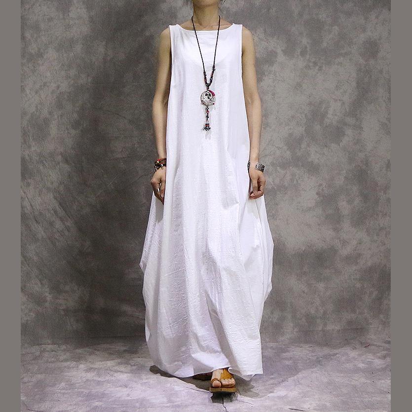 Modern O Neck Cotton Linen Outfit Boutique Photography White Traveling Dress Summer - Omychic