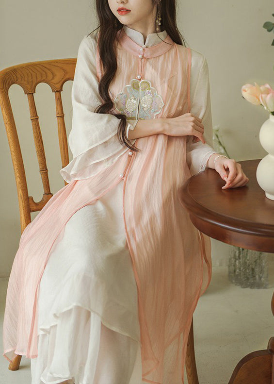 New Chinese Style Stand Collar Embroidered Dress Two-Piece Set Autumn