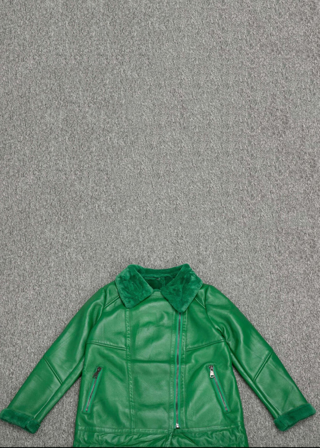 New Green Peter Pan Collar Patchwork cotton blend Coat Winter