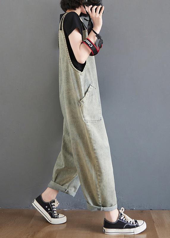 Organic Denim Light Blue Casual Pants Plus Size Spring Jumpsuit Pants